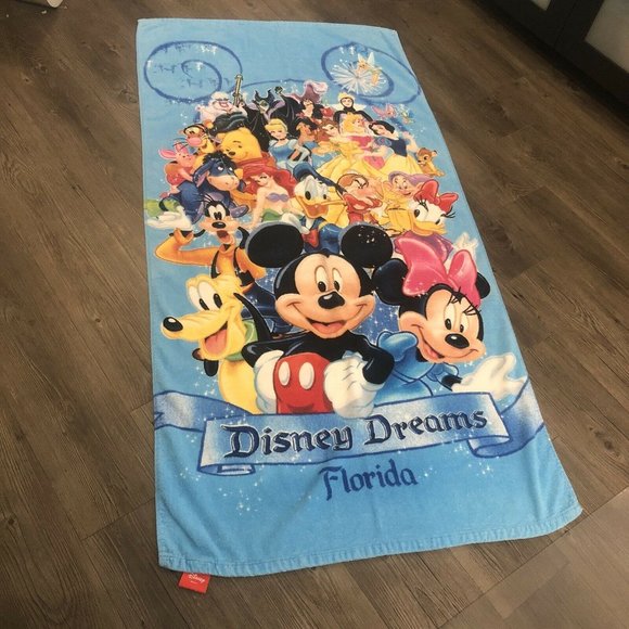 Jerry Leigh Disney Dreams Florida Beach Towel Princess Villian Ursula Pooh Tink - Picture 2 of 12